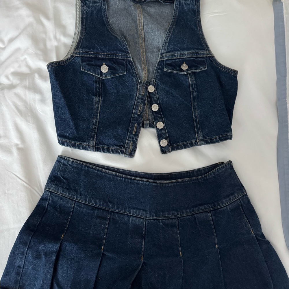 ASOS Design Blue Denim Top and Skirt